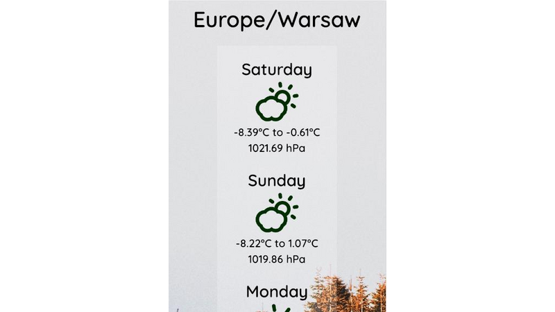 5 Days Weather App - Jakub Bartkiewicz
