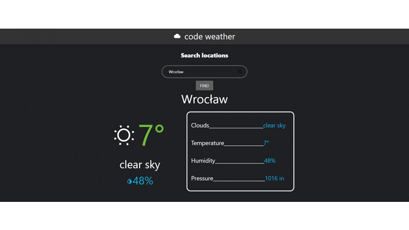 Single-page application with weather