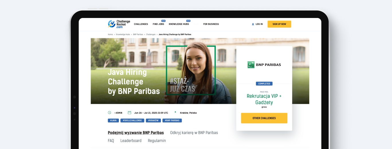 BNP Paribas Hiring Challenges, wyzwanie rekrutacyjne, oferty pracy, Java, Python, staż IT