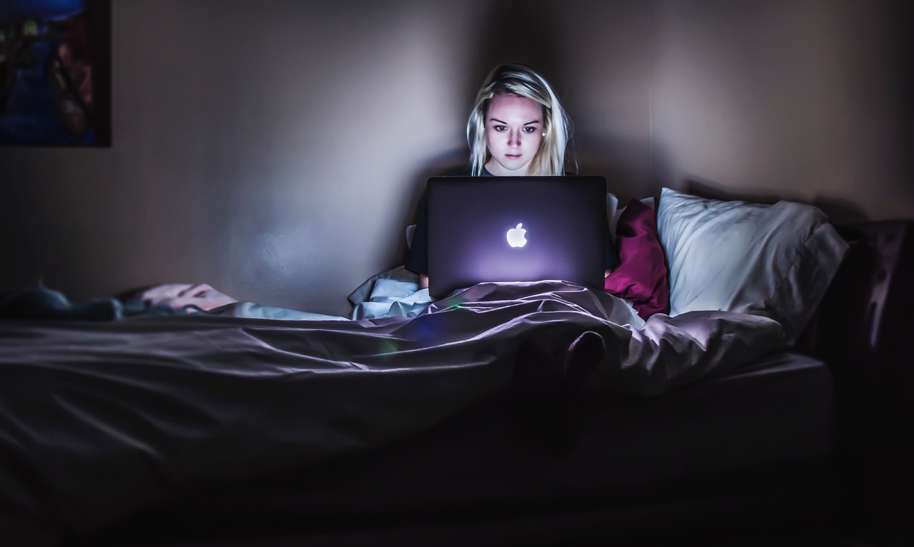 programming girl with laptop