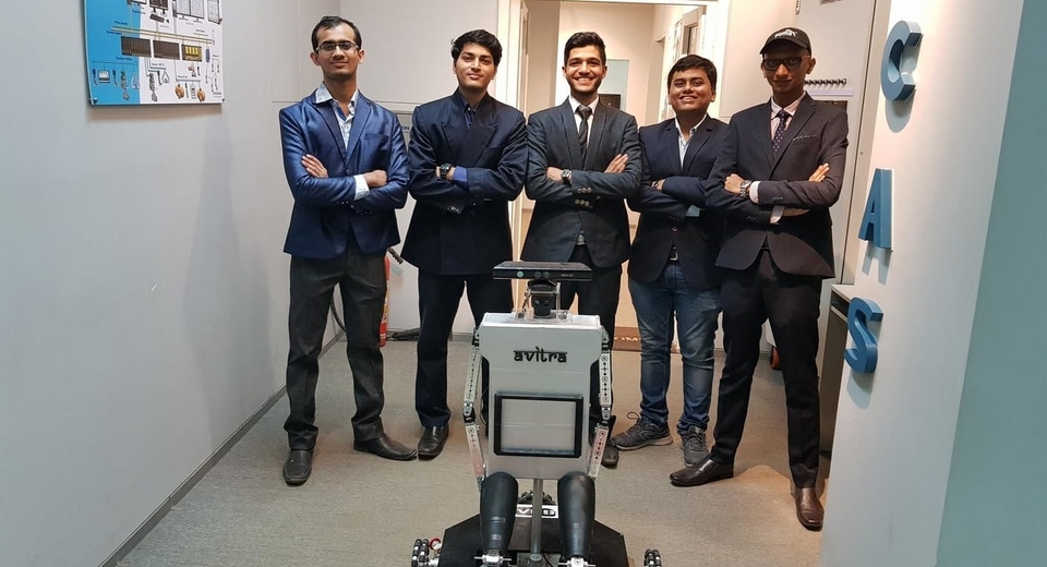 Team with their hackathon's project Avitra- Reconnaissance Robot