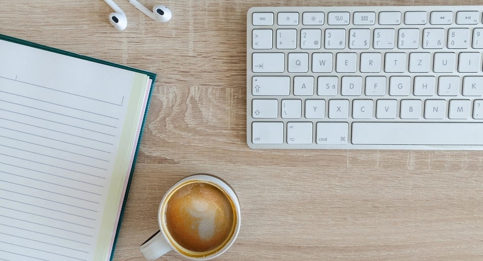 keyboard with coffee